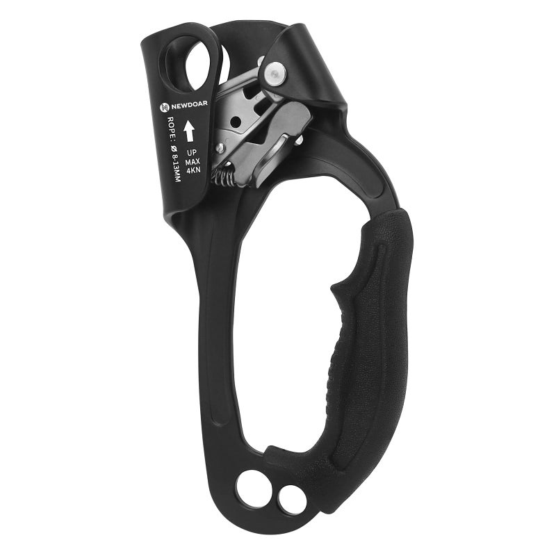 NewDoar Right Hand Ascender Rock Climbing Tree Arborist Rappelling Gear Equipment CE Certified Rope Clamp for 8~13MM Rope(Right Hand Pro Black) - Image 1